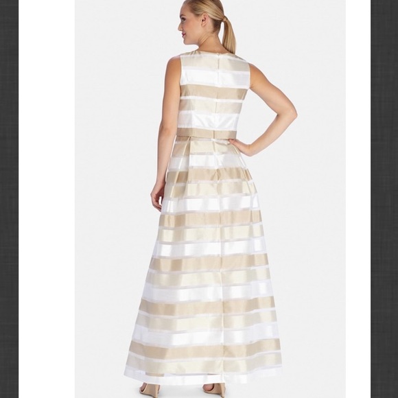 🥂TAHARI🥂STRIPE SHANTUNG POPOVER GOWN🥂 - Picture 2 of 12